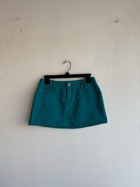 Roxy‎ Turquoise Mini Skirt Women's Size 3 Low Rise Stretch Cotton Blend Teal